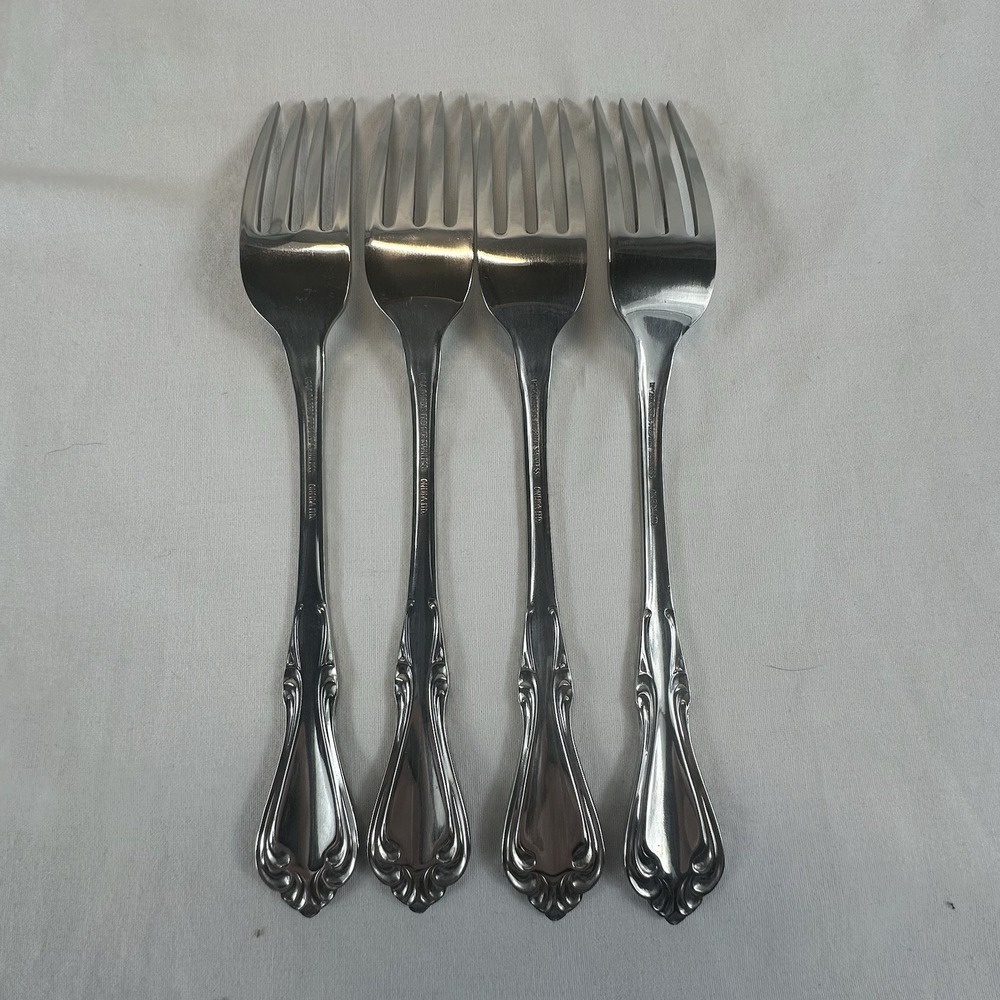 LOT OF 4 WM. A. ROGERS ONEIDA STAINLESS *SUTTON PLACE* DINNER FORKS Excellent - Picture 2 of 4